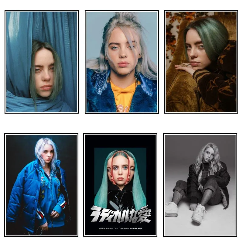 

Wall Art Modular Prints Pictures Nordic Style Billie Eilish Singer Star Poster Painting Modern Canvas For Living Room Home Decor