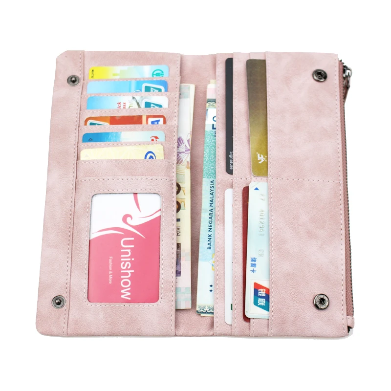 Unishow женский кошелек с вышивкой, модный кошелек с цветами, брендовый дизайн, Длинный кошелек, женский кошелек, держатель для карт, с отделением для монет, сумка