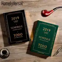 A5 Vintage PU Notebook 2019 agenda Calendar Stationery Book Time Management Weekly Planner Journal Diary Hand Book New Year Gift