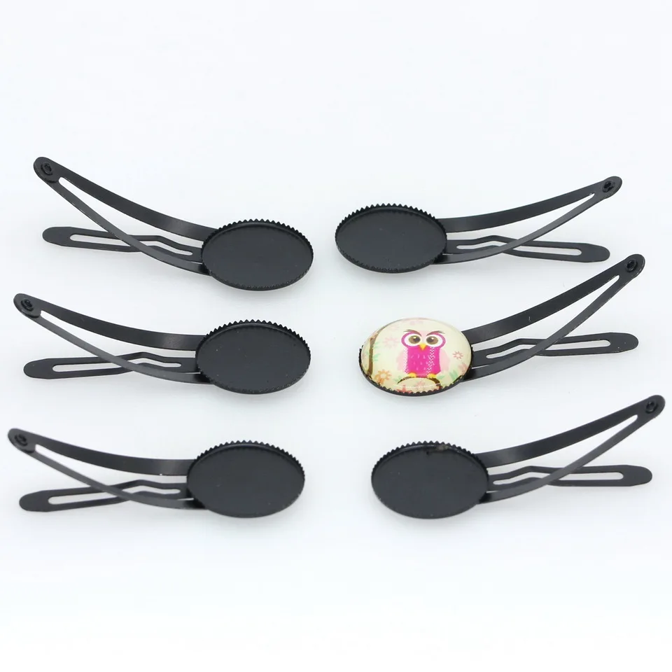 

isnice 20mm cabochon base black hair clips Girls hair ornament accessories diy Hair pins accessories for Clips making