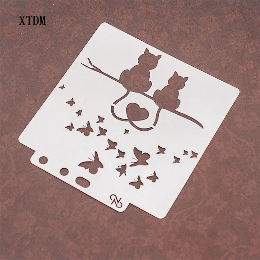 

Love cat plastic mold shield DIY cake scrapbook stencils hollow Embellishments printing lace ruler Valentine's Day