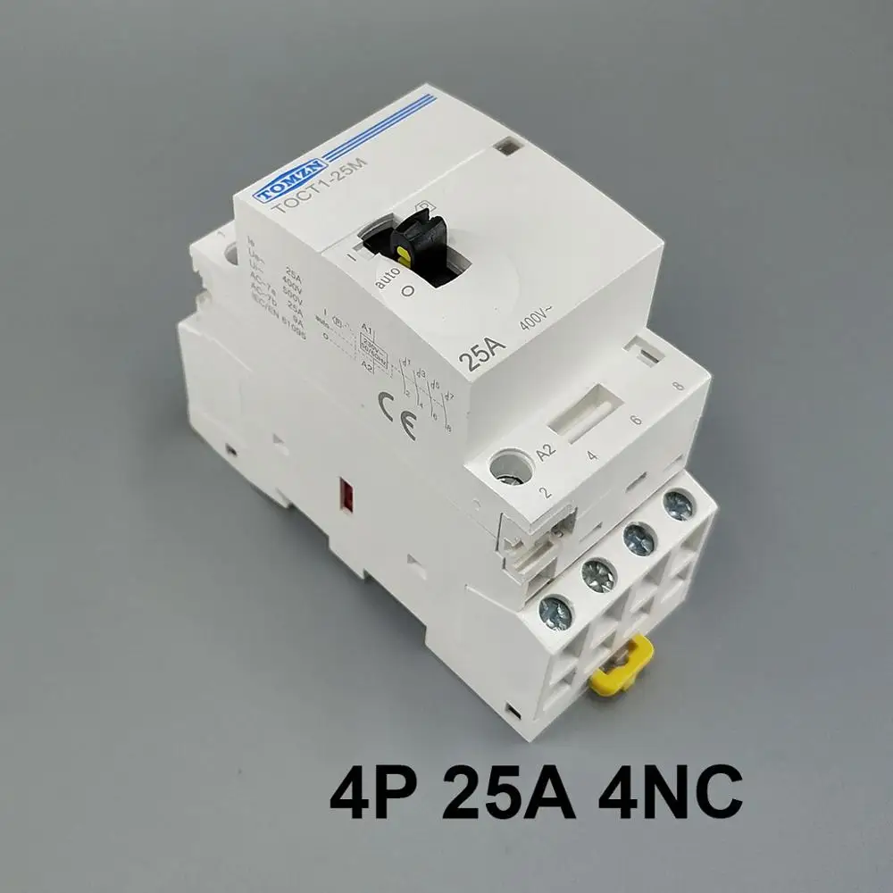 TOCT1 4P 25A 220 V/230 V 50/60HZ Din rail бытовой ac Контактор В соответствии с стандартом с ручным Управление переключатель 4NO или 2NO 2NC или 4NC - Цвет: 4NC