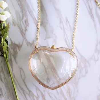 

Women Transparent Messenger Bags Lovely Heart Mini Handbags Cute Clutch Girls Shoulder Crossbody Bags Fashion Dating