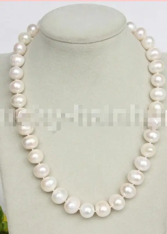 

Free Shipping >>> 18" luster Natural 14mm white pearls necklace 18KGP clasp j11165