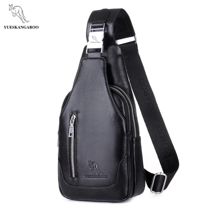 YUES KANGAROO Famous Brand Men Chest Bag Leather Single Shoulder Bag ...