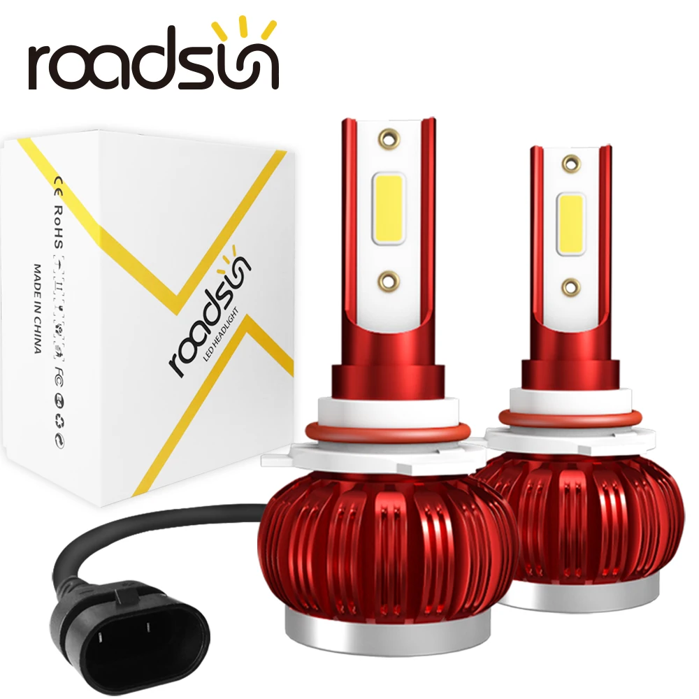 Roadsun Автомобильные фары светодиодный H4 H7 H1 9005 9006 H11 6000K автомобильные лампы для фар
