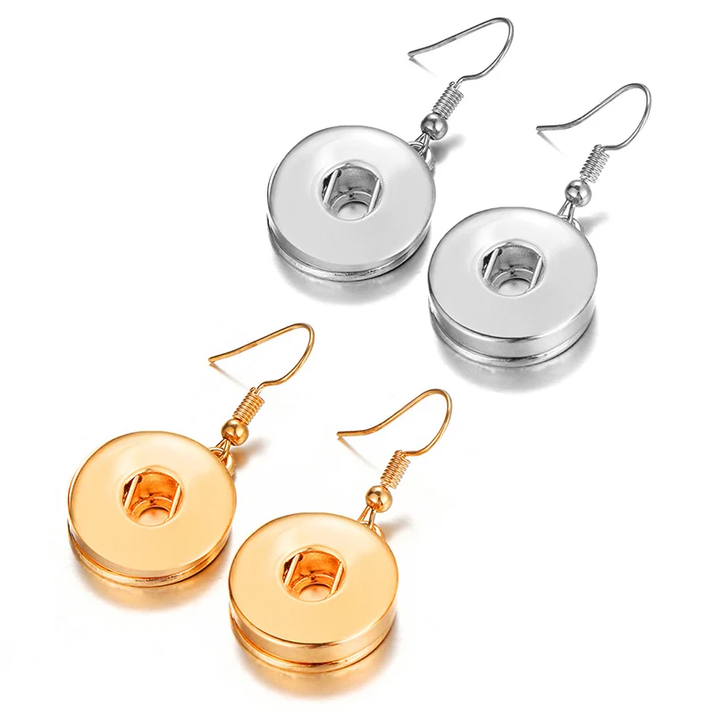 

6pairs/lot wholesale gold silver Snap Jewelry 18mm Snap Drop Earrings Vintage Water Drop Mini Snap Buttons Earrings For Women