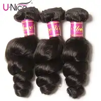 UNice Hair Brazilian Loose Wave ผม 3 PCS 100% มนุษย์ Remy ผมสาน 16-26 นิ้วธรรมชาติสี