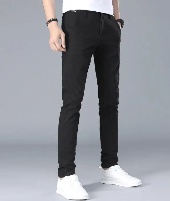 Harajuku Мужские штаны из хлопка Повседневное Для мужчин s Бизнес мужские брюки Классические Легкие прямой максимальной длины Модные дышащие