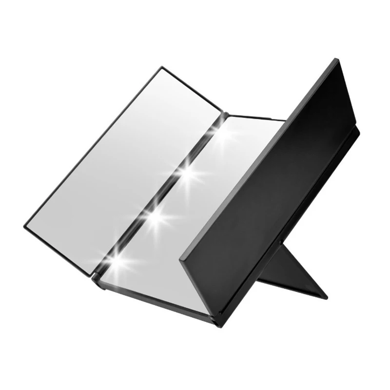 

8 LEDs Lighted Makeup Mirror Touch Screen Make-up 3 Folding Portable Adjustable Tabletop Countertop Make Up Backlit Mirror
