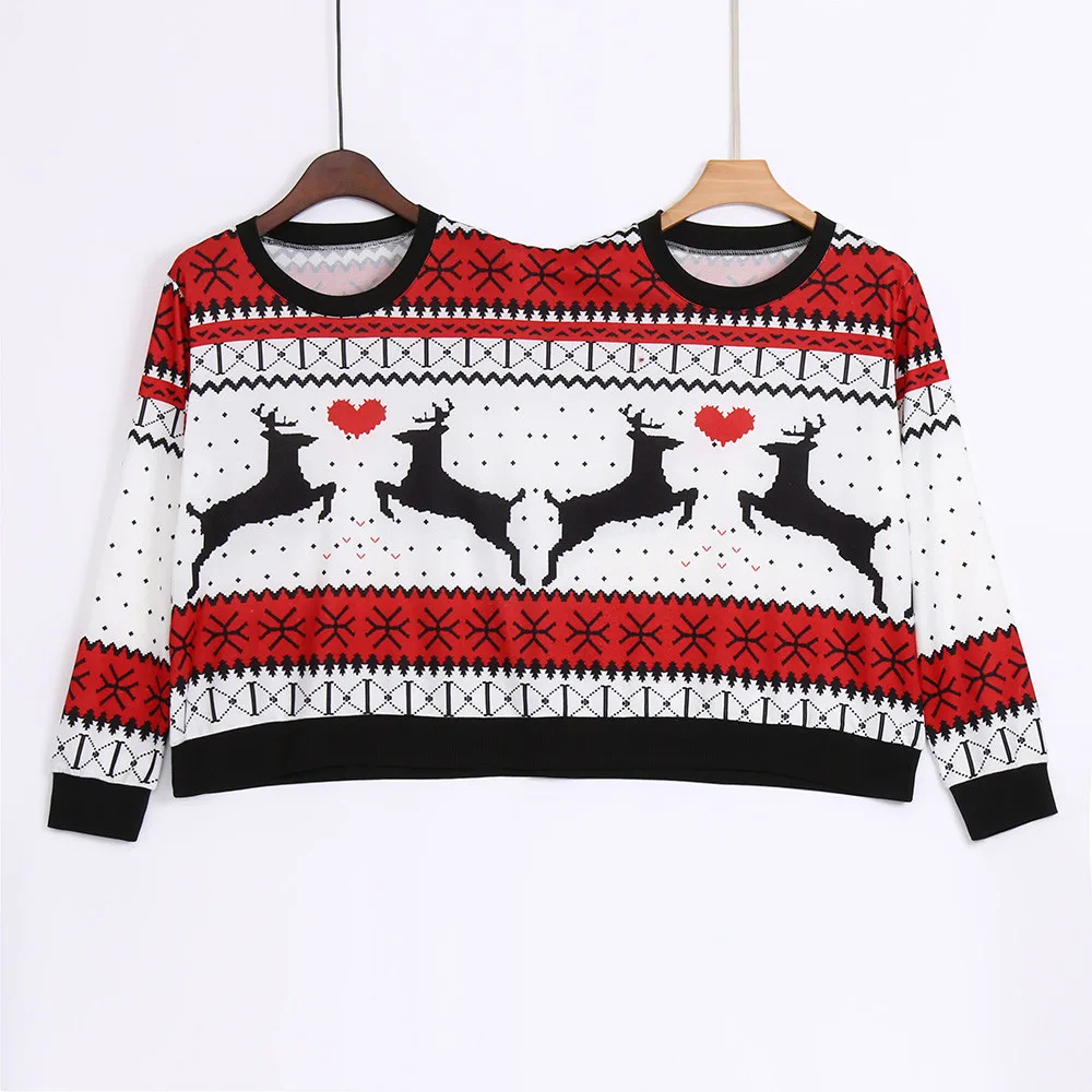 

Two Person Ugly Sweater Xmas Winter Couples Pullover Novelty Christmas Blouse Top Shirt for women Pull Femme camisa feminina #TW