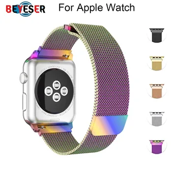 

Milanese Loop Band for Apple watch 42mm 38mm 40mm 44mm Link Bracelet with adapter magnetic Strap for i watch Series 5 4 3 2 1
