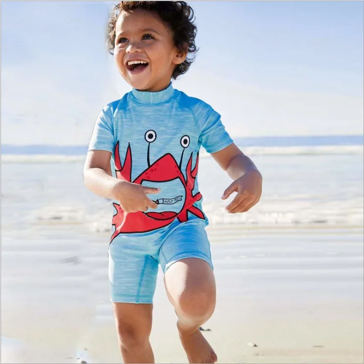 

Boy Swimsuit 2-8 Years Short Sleeve Baby Boy Swimwear Cartoon Swimwear for Boys Kids One Piece Swimming Suits Beach