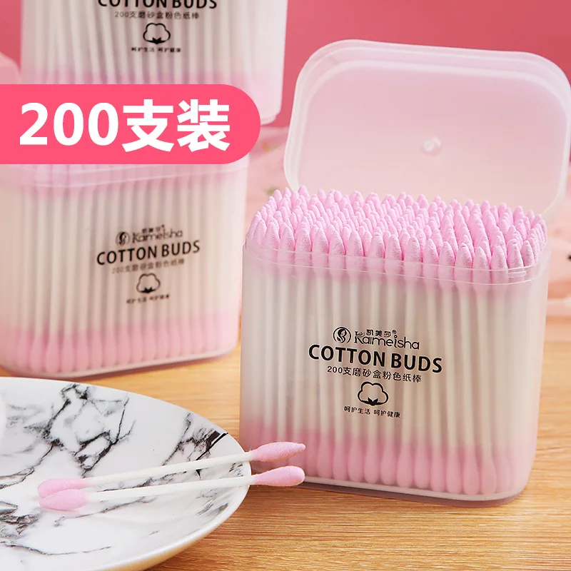 

200 PCS Cotton Swabs Double-head Double-effect Multi-function Makeup Cotton Swab Stick Beauty Cleansing Cotton Swabs