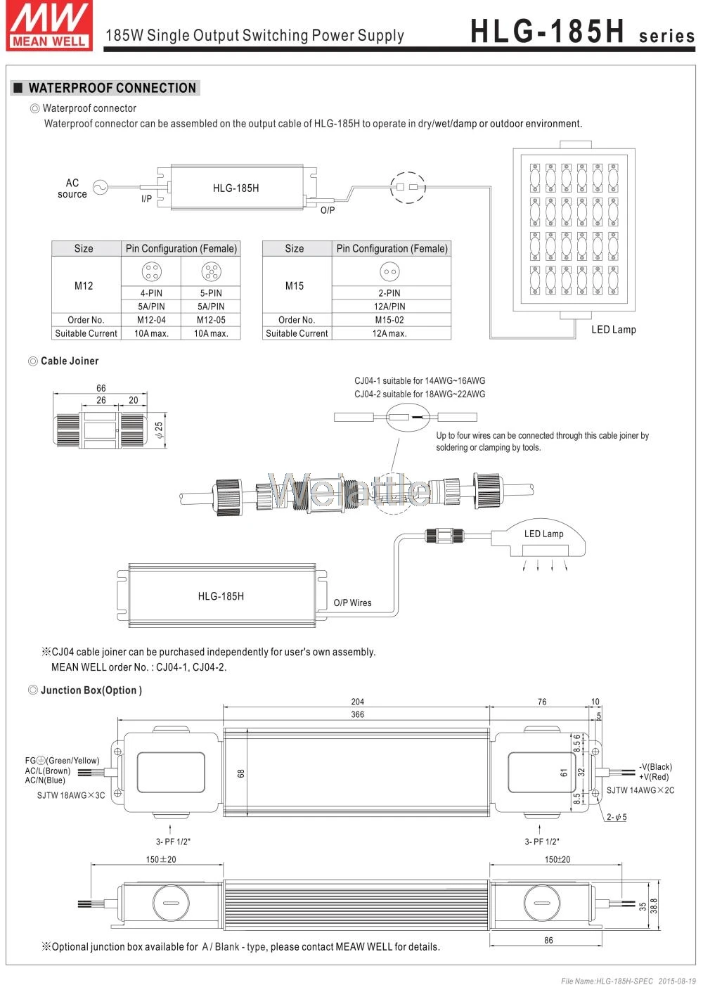 Означает проверенный HLG-185H-20 20 V 9.3A meanwell HLG-185H 20 V 186 W одиночный выход Индикатор драйвер Питание