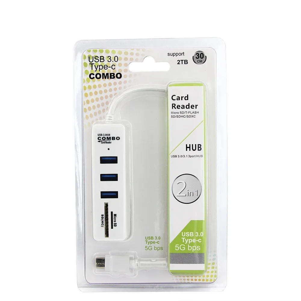 USB 3.0 Type C COMBO Multi Hub 3.5 To 3 Ports Multi Card Reader Sd/Cf/C Type Micro Usb Otg Splitter Adapter For Computer Phone 