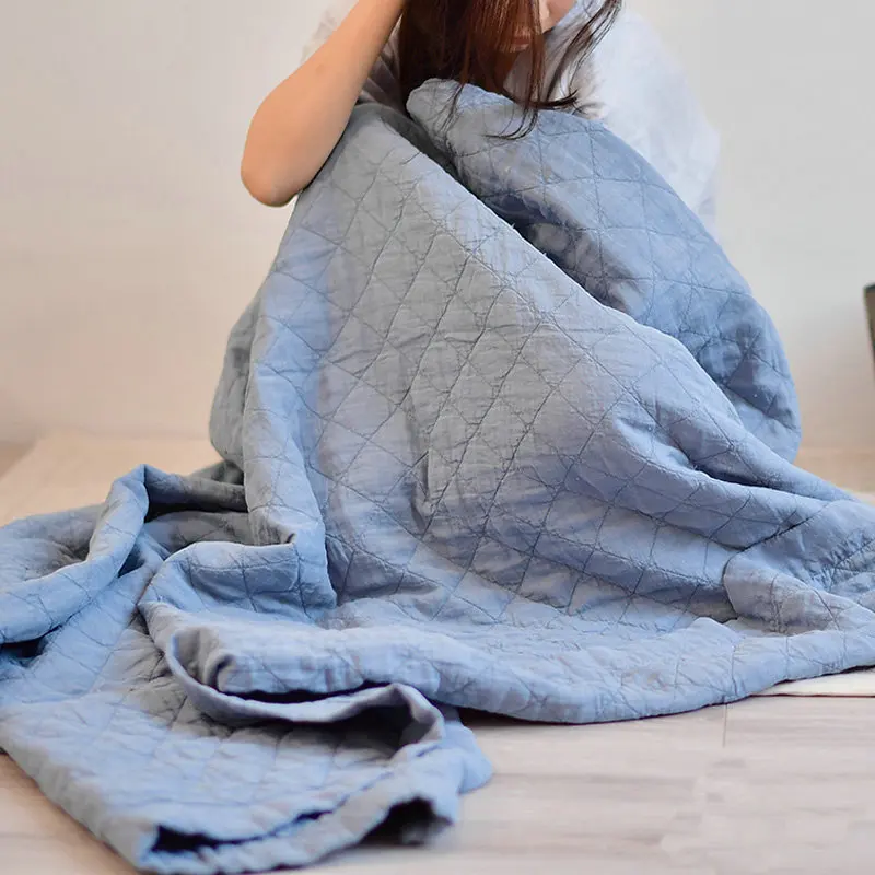 

Stone wash 100% French Linen Quilted quilt Home Textiles Quilt throw blanket