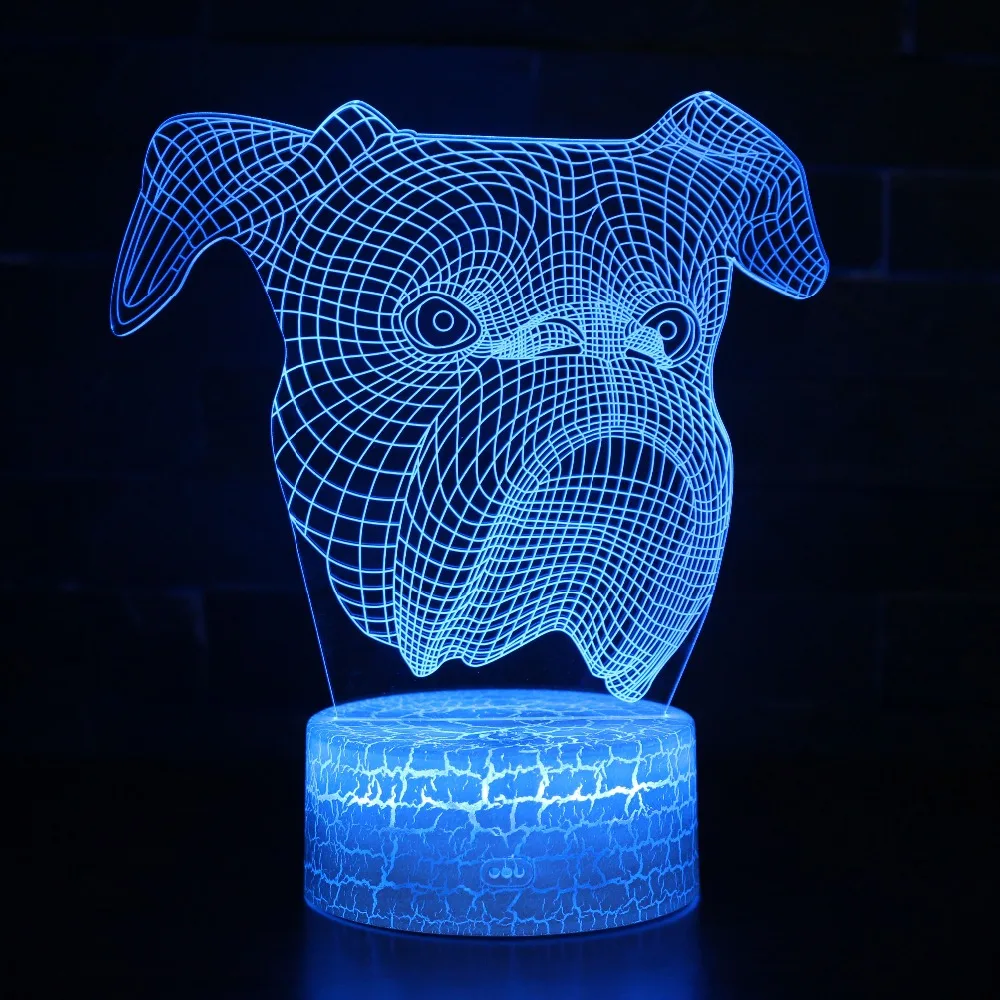 

French Bulldog 3D LED Night Lamp 7 Colors USB Hologram Decor Lamp Table Desk Lights Birthday Party Gift Toy For Children Friends