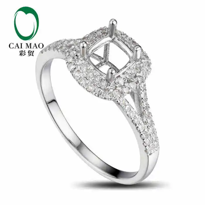 

CaiMao 5mm Cushion cut Semi Mount Ring Settings & 0.34ct Diamond 14k White Gold Gemstone Engagement Ring Fine Jewelry