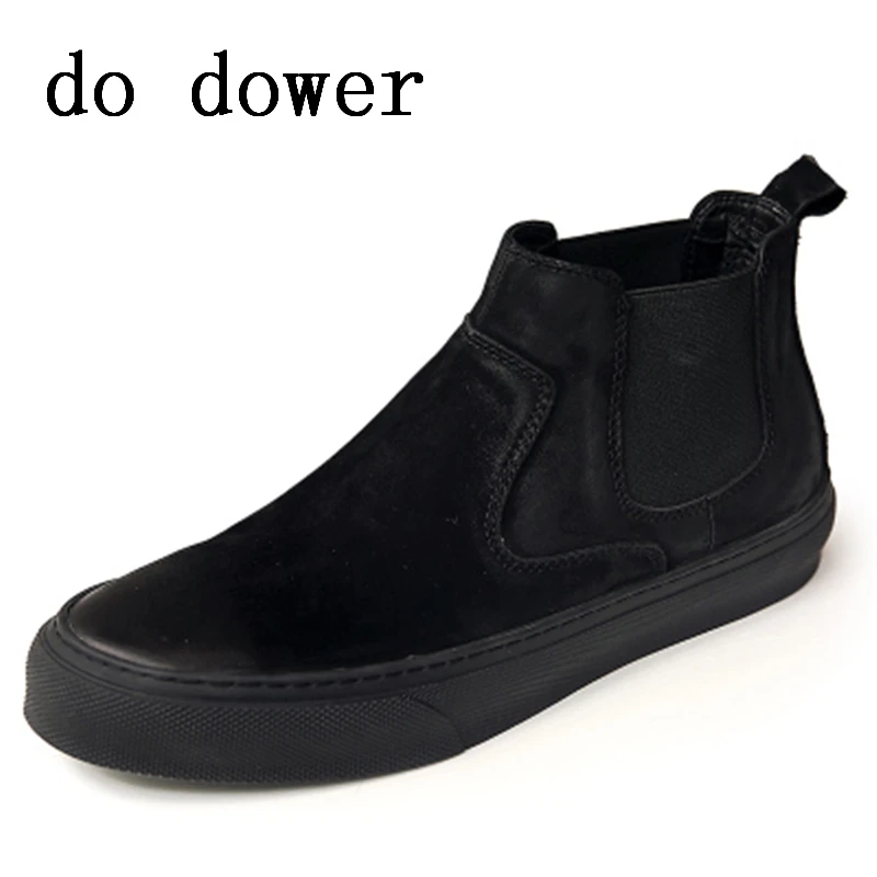 

Spring Men Genuine Leather Shoes Luxury Trainers Summer Male Adult Shoes Casual Flats Fashion Chelsea Brogue Black Slip-On Shoes