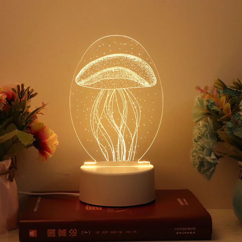 Cena 3D dinozaur lampka nocna LED WarmWhite USB przycisk akrylowe światła optyczne decor noce lampy prezenty dla dzieci dla dziecka dziecko DIY design