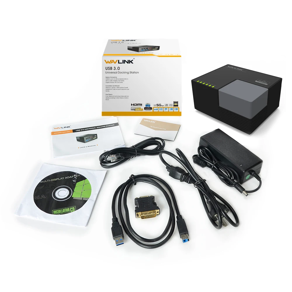 Универсальная док-станция Wavlink Внешний USB 3,0 Dual Video DisplayLink usb-хаб Full HD 1080P 2048x1152 DVI HDMI для портативных ПК