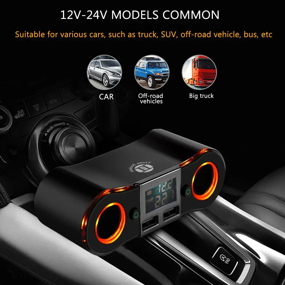 12 V 24 V شاحن سيارة 80 W المزدوج USB سيارة ولاعة السجائر محول 2 المقبس الفاصل مستقلة التبديل محول الطاقة ل smartpho