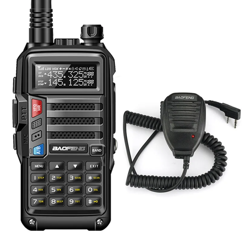 BAOFENG UV-S9 8 Вт Мощный VHF/UHF136-174Mhz& 400-520 МГц двухдиапазонный 10 км утолщенная батарея рация CB радио+ NA-701 - Цвет: black add speaker