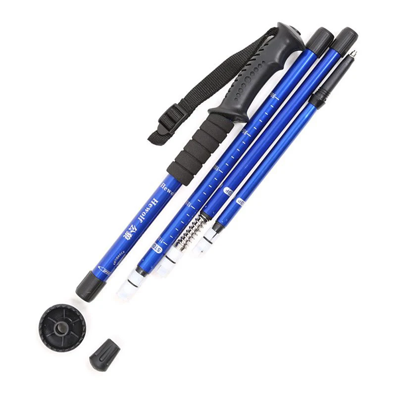 Aleación de aluminio bastón telescópico ajustable trekking alpenstock escalada al aire libre senderismo bastones