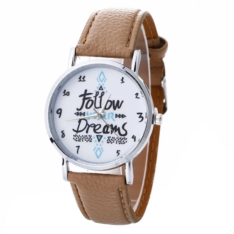 Women's watches 2018 fashion Neutral Letter Pattern Fashion Leather Quartz Wrist Watch clock Relogio feminino M02 (4)