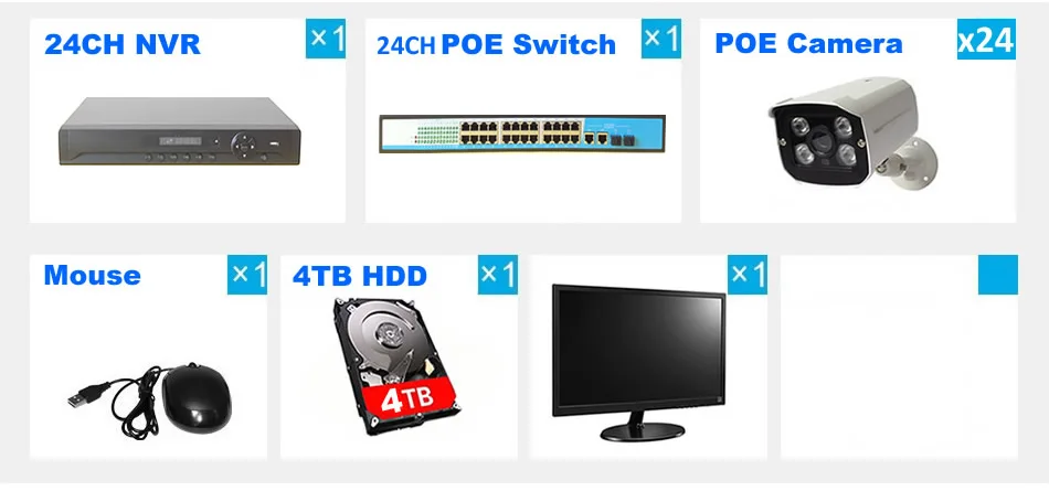 24ch poe security kit with voice audio display 4TB hard disk NVR kit K24N82P54I2X-AD4T 7