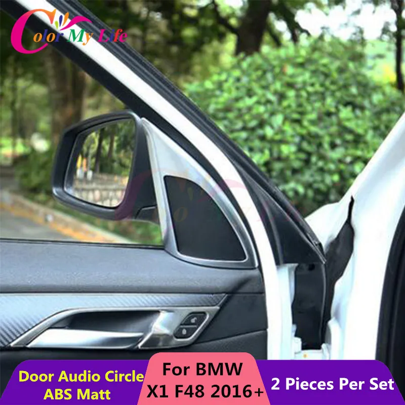 

2Pcs/Set ABS Chrome A Column Front Door Audio Circle Trim Sticker For BMW X1 F48 2015 2016 Car Accessories