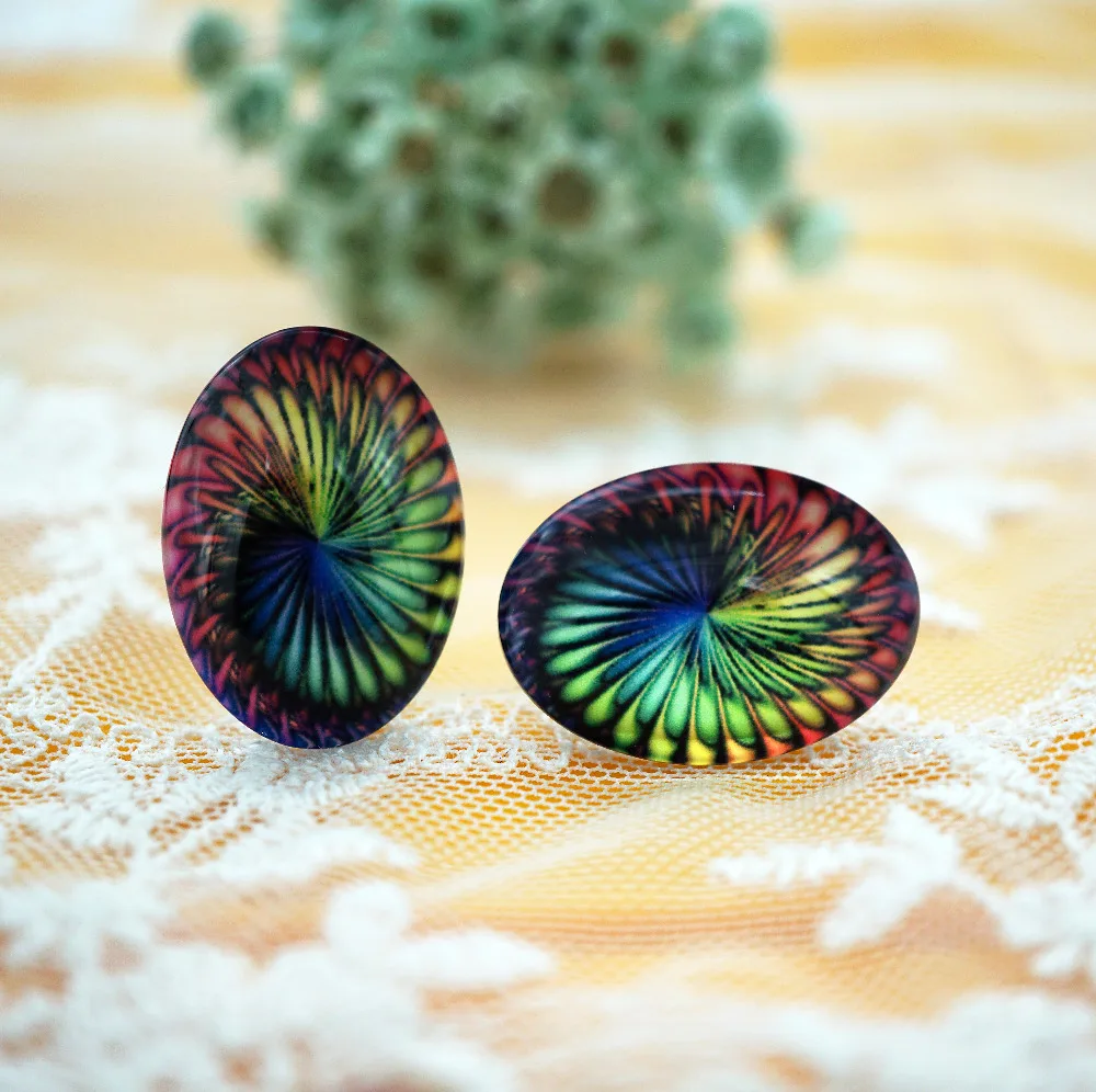 

10PCS/lot oval 10MM X 14MM Abstract Glass Cabochon for bracelet necklace women earring rings brooch DIY Jewelry hand made supply