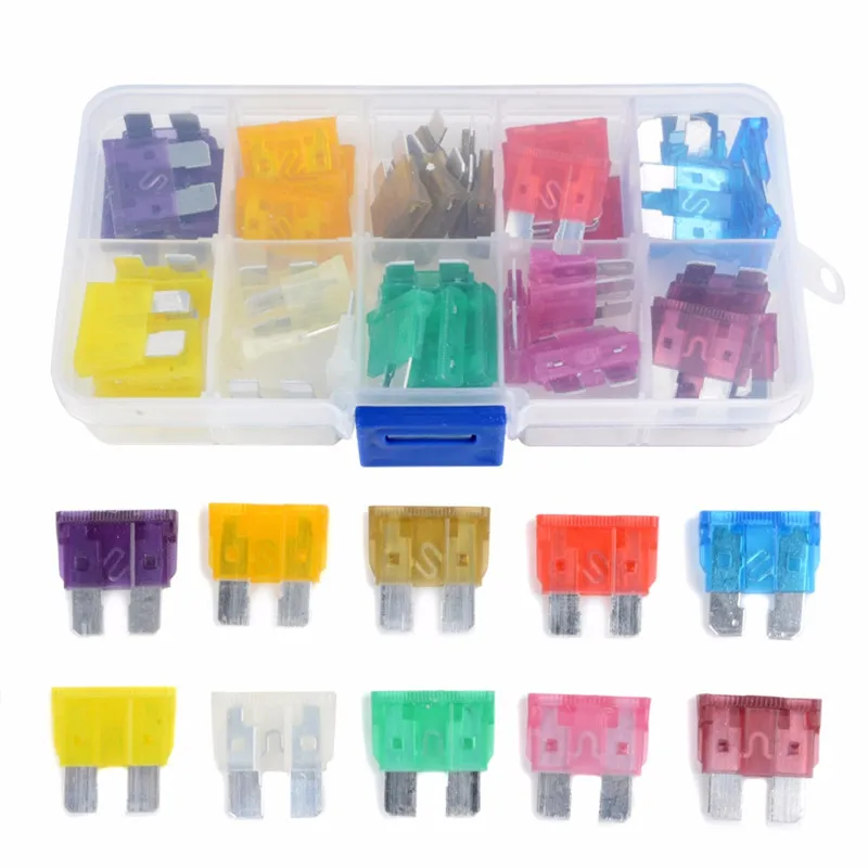 50pcs Mixed Medium Standard Blade Fuse 32v Assortment Kit Car Auto 3a