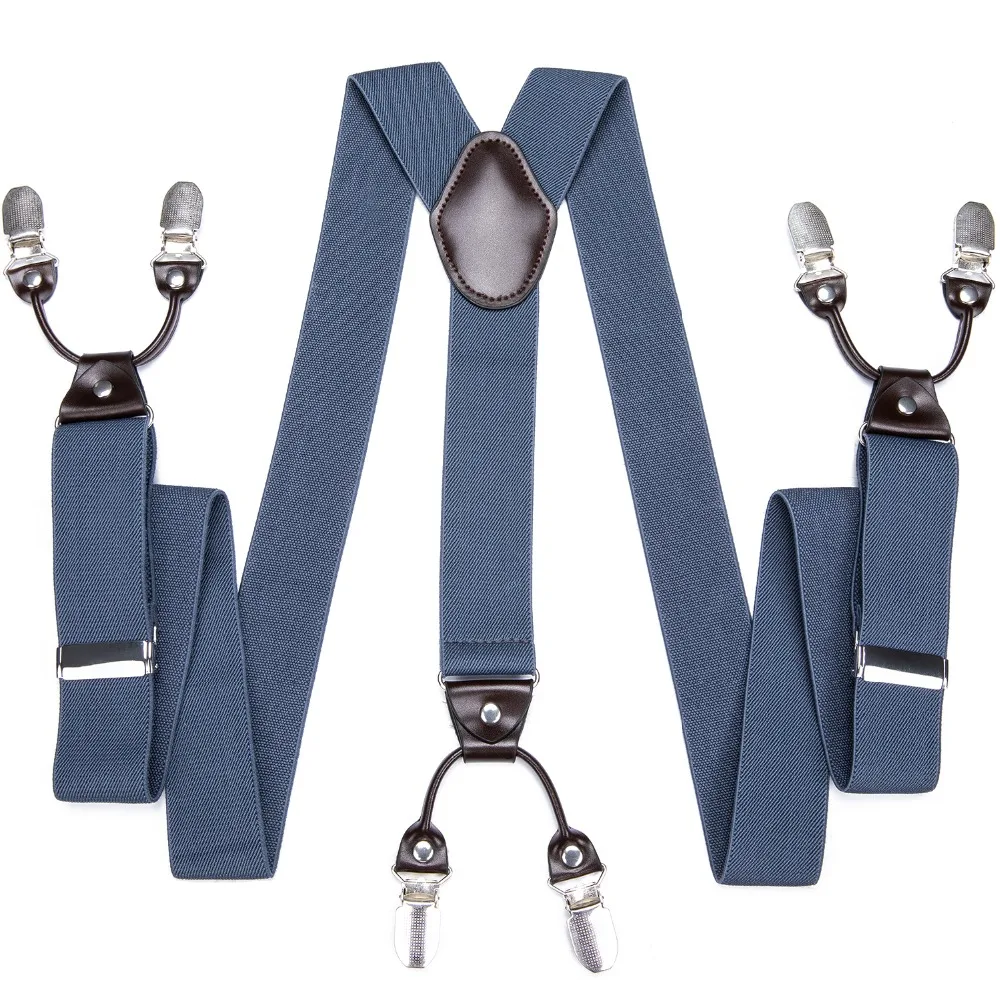 DiBanGu Мода синий 6 клипы подтяжки эластичные регулируемые подтяжки Tirantes Для мужчин/Для женщин подтяжки Suspensorio BD-003