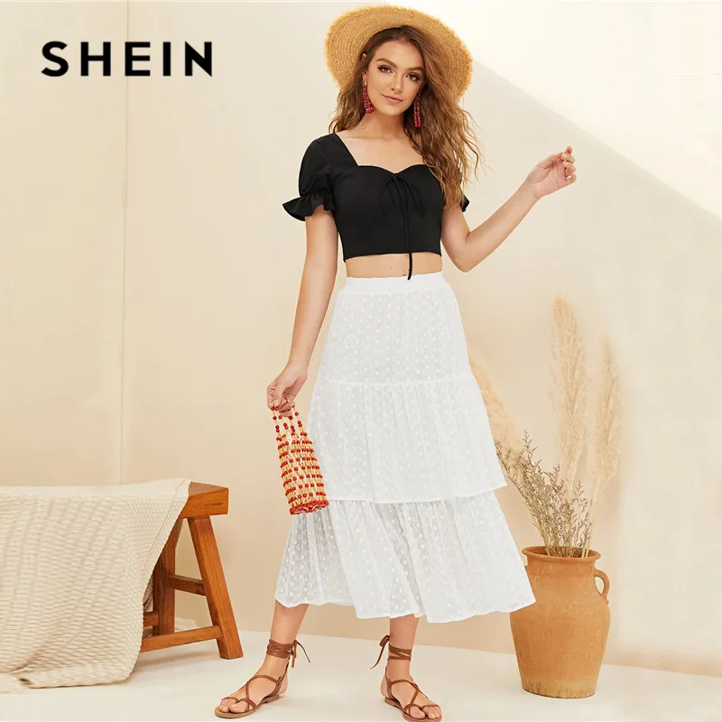 SHEIN черный укороченный топ с бантом спереди и открытой спиной летняя блуза в