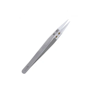 

1pc Anti-acid Ceramic Tipped Stainless Steel Tweezer Fine Pointed Tips with Heat Resistance 128x10mm