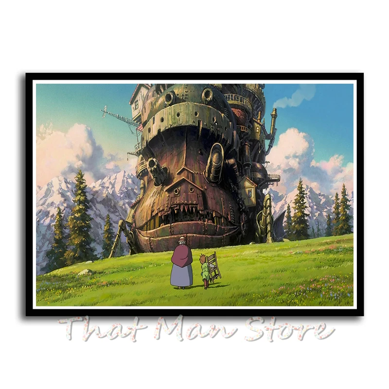 Howls Moving Castle Anime Artwork Poster Hayao Miyazaki Inspired Wall Decor For Home Art Print Painting - 16