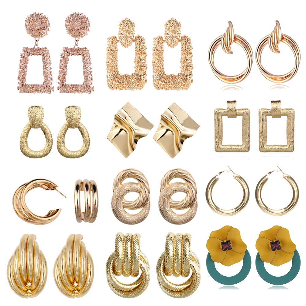 

Fashion Statement Earrings 2018 Big Geometric ZA Earrings For Women Hanging Dangle Earrings Drop Earing Modern Jewelry