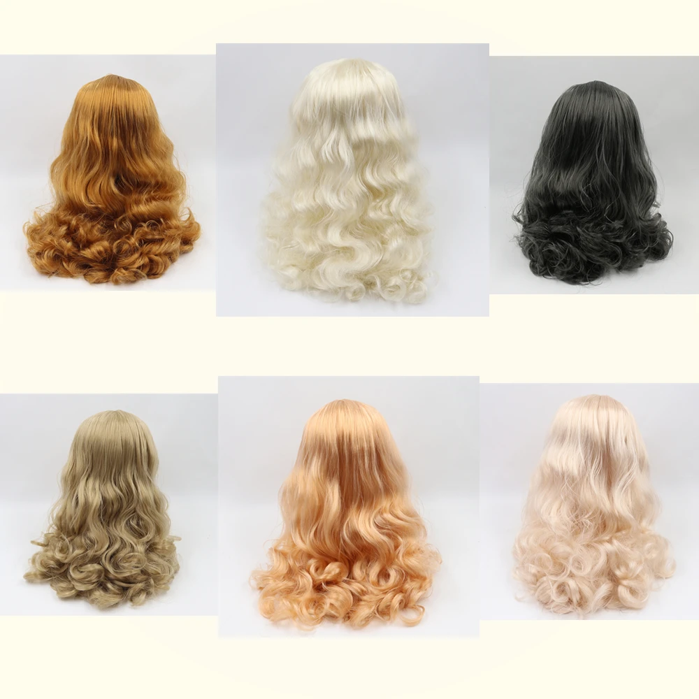 

for blyth doll icy wig only rbl scalp and dome, wavy hair, golden white grey hair, white natural tan dark super black skin