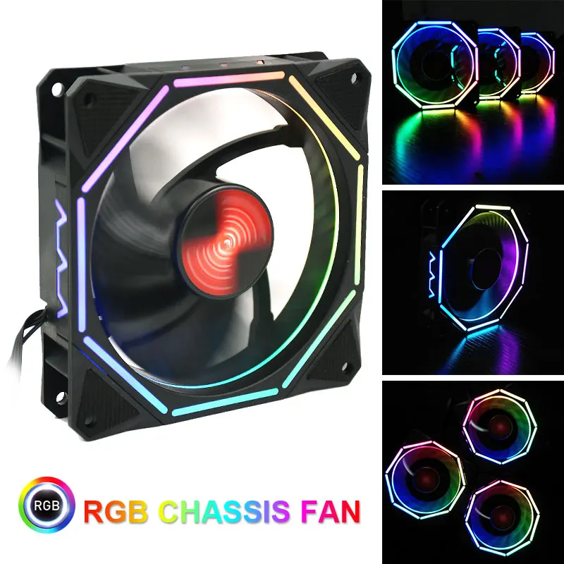 

Quiet Computer Case Fan Stand Multicolored Lights RGB Cooling Fan Game Player Colorful CPU Computer Fan Radiator