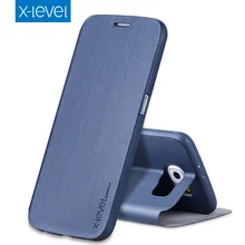 X-Niveau De Luxe D’affaires PU Étui En Cuir pour Samsung Galaxy S6 Flip Couverture pour Samsung S6 G920A G920F G920FD G920I Stand cas