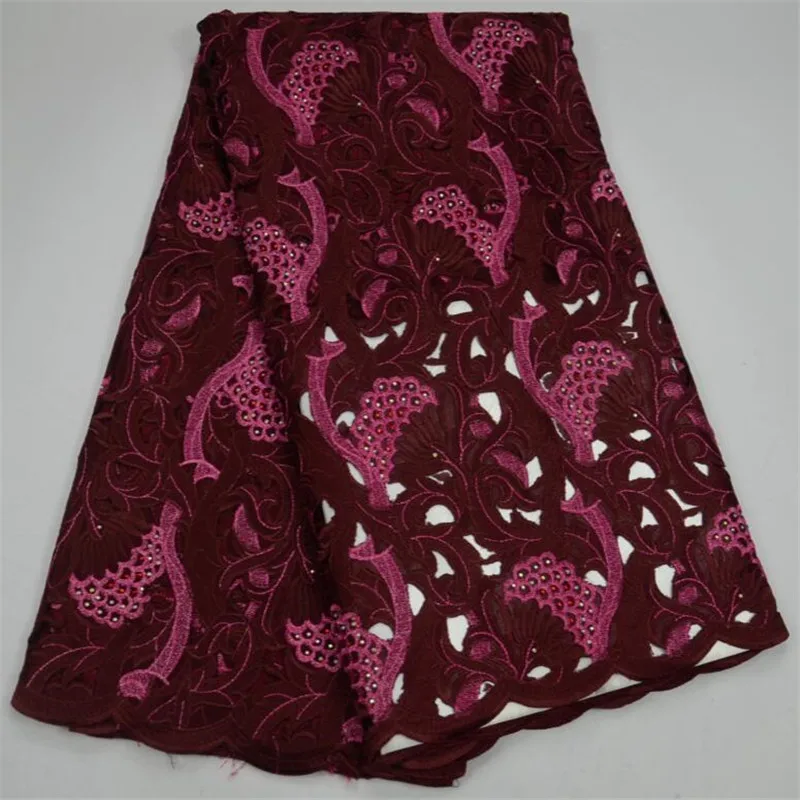 

High end Soft Cotton Voile Lace Swiss Lace best selling wine color Swiss Voile Laces latest In Switzerland For Dress