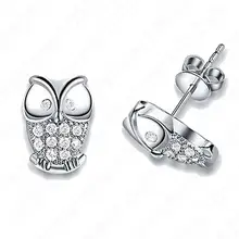 Создан 925 пробы серебряные ювелирные изделия высокого качества металлические серьги-гвоздики для женщин в форме милой Совы лучшие подарки ко дню рождения для девушек