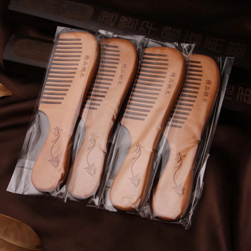 

1 pc Natural Peach Wood Comb Close Teeth Anti-static Head Massage Hair Care Wooden Brushes Tools Beauty Wood Combs Hair