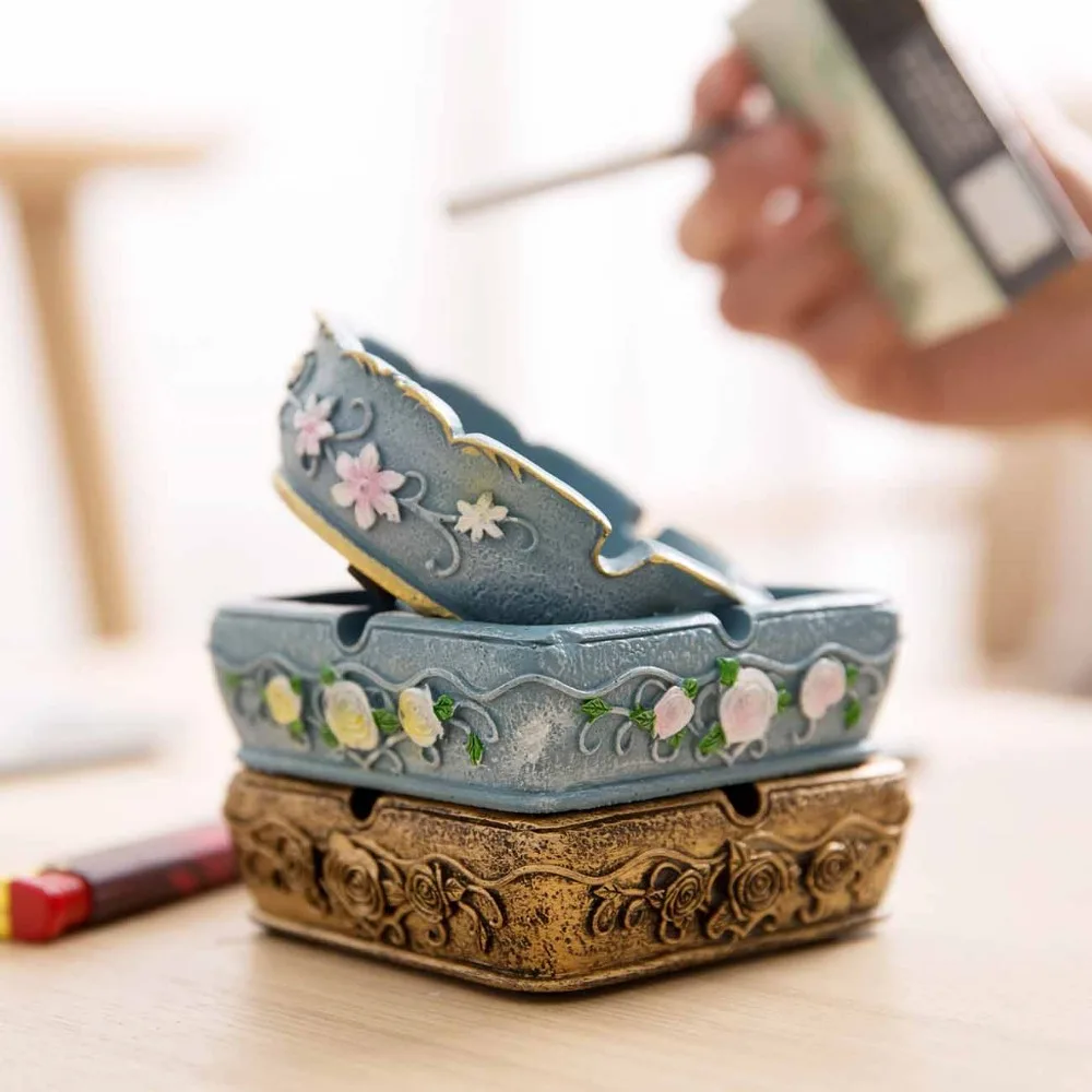 

Home Garden Resin Ashtray Living Room Tea Table Creative Office Home Style European Ashtray Ash Tray Cigar Cigarette Ashtray