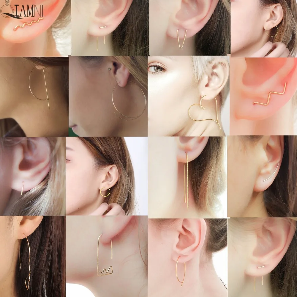 

QIAMNI Trendy Big Circle Hoop Earring Heart Wave Square Face V D Loop Earring Girl Party Gift Boucle D'oreille Fantaisie Brincos