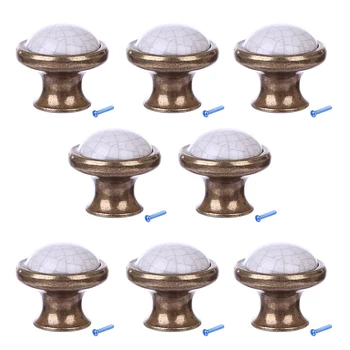 

8pcs Crack Ceramic Zinc Alloy European Cabinet Handle Furniture Handle Cupboard Kitchen Pull Handle with Single Hole
