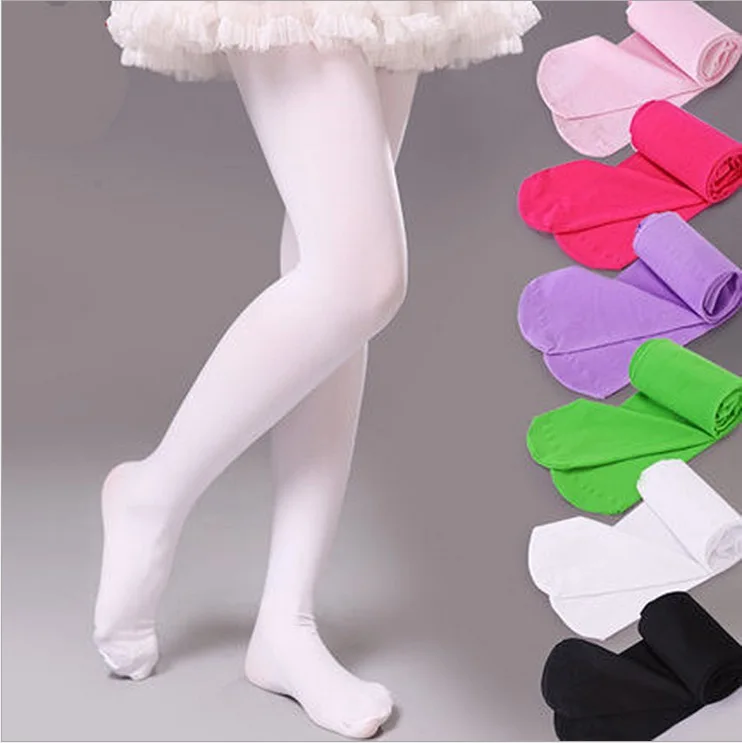 Girls Dance Tights White Black . Red Green Blue Yellow Tights Children