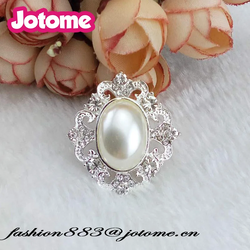 High quality wedding Clothing decoration round shape Pearl & Rhinestone Button /Brooch for Bride Corsage image_0